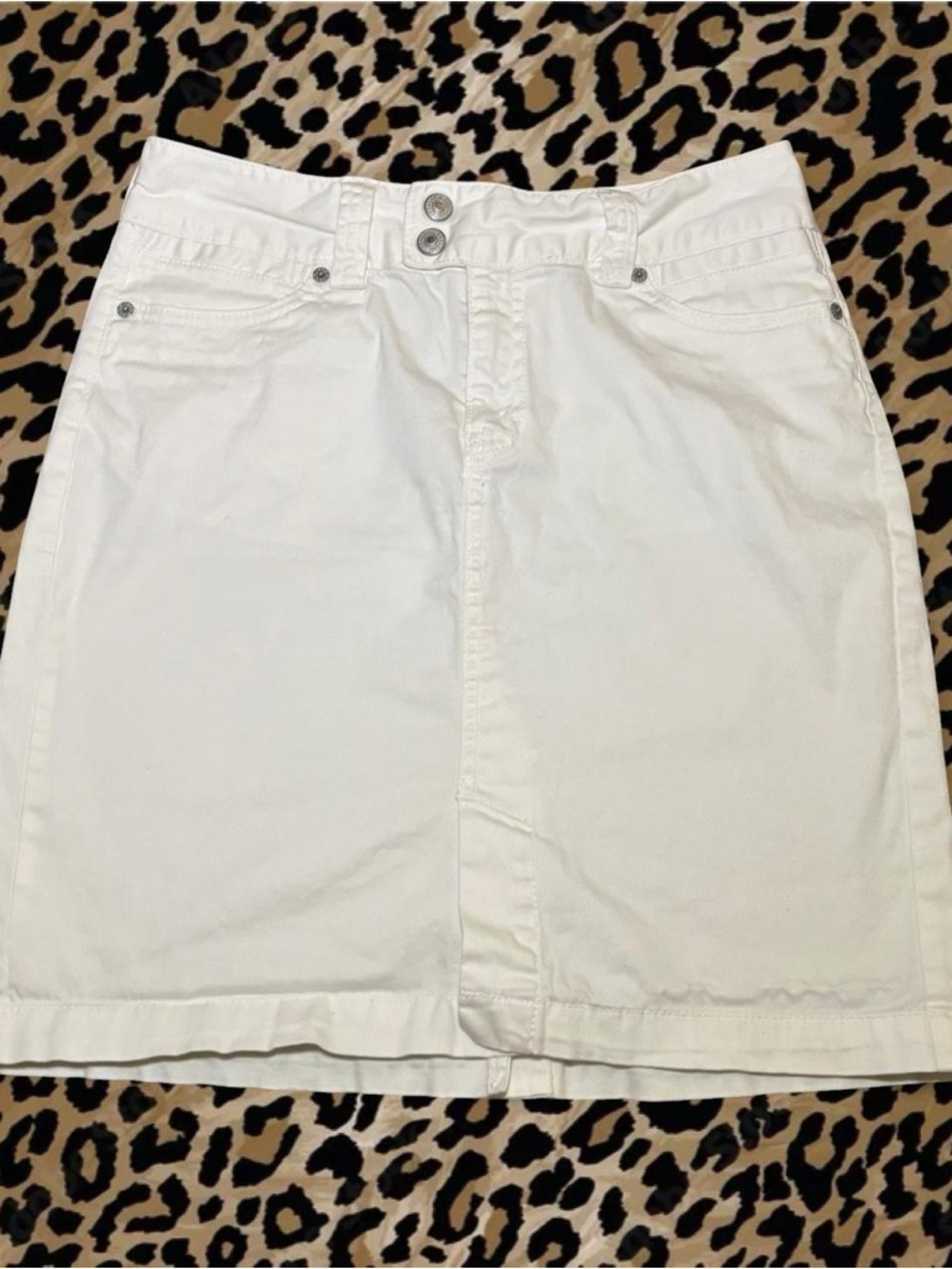 White Denim Midi Skirt